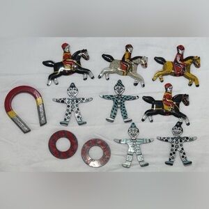 Vintage Cracker Jack Lot Of 11 Tin Litho Circus
Clown Horse Jockey Magnet Prizes